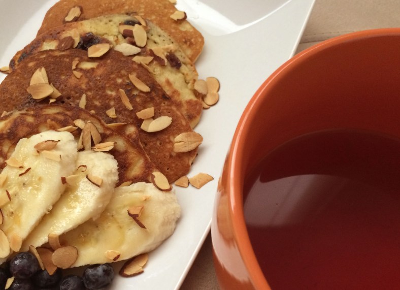 Gluten free homemade blubbery pancakes